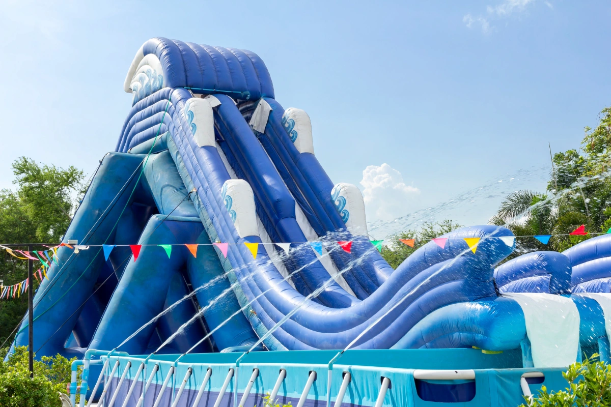 inflatable slide bounce or water sliders at water park
